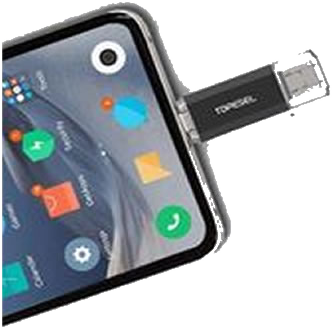 Android OTG flash drive plugged into a phone