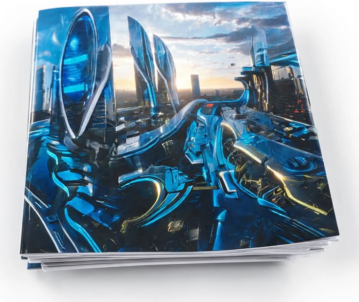 A stack of augmented reality photo-set prints
